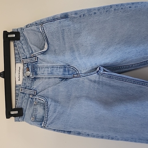Reformation Mid-Rise Crop Flare Jeans In Sky Blue Size 25 - Picture 7 of 14